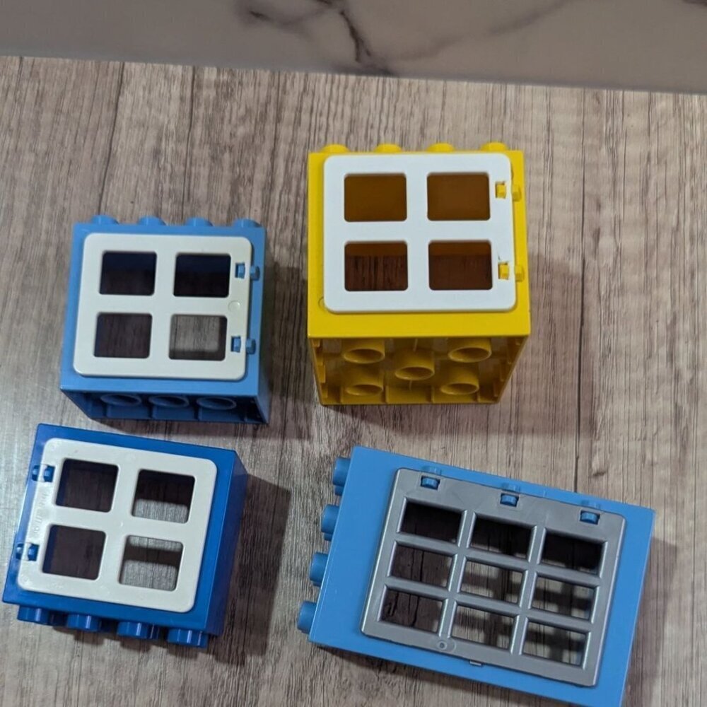 Lego Duplo Window Building Blocks - Blue & Yellow - Fun Additions To Your Childs